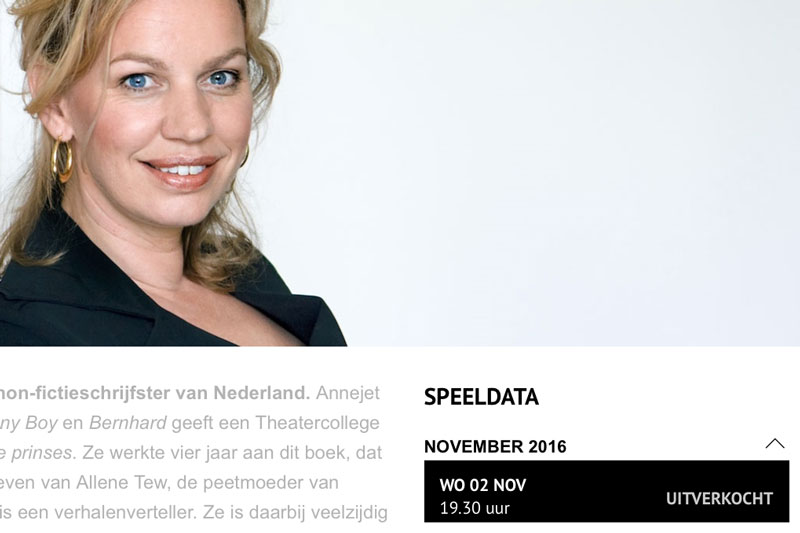 Theatercollege Annejet van der Zijl uitverkocht